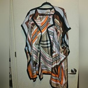 Burberry Silk Twill Cape In Geometric Pattern